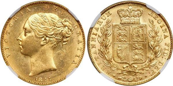 1 Sovereign 大不列颠及爱尔兰联合王国 (1801 - 1922) 金 维多利亚 (英国君主)