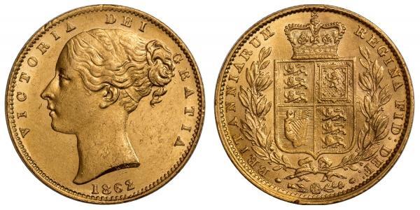 1 Sovereign 大不列颠及爱尔兰联合王国 (1801 - 1922) 金 维多利亚 (英国君主)