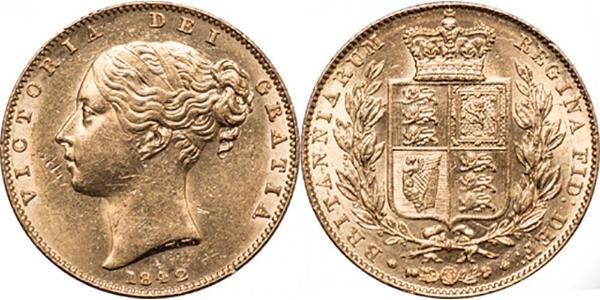 1 Sovereign 大不列颠及爱尔兰联合王国 (1801 - 1922) 金 维多利亚 (英国君主)