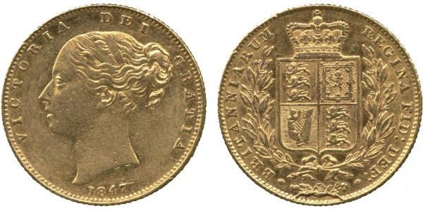 1 Sovereign 大不列颠及爱尔兰联合王国 (1801 - 1922) 金 维多利亚 (英国君主)