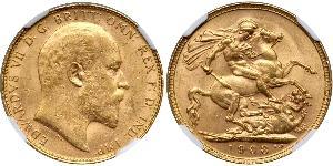 1 Sovereign 澳大利亚 金 爱德华七世 (1841-1910)