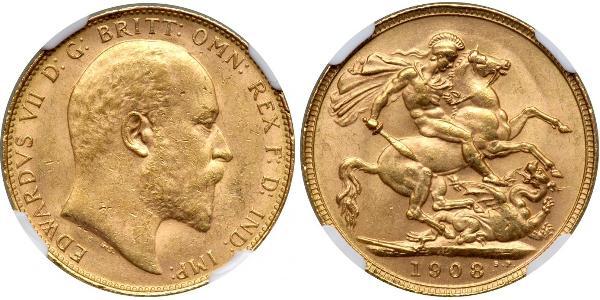 1 Sovereign 澳大利亚 金 爱德华七世 (1841-1910)