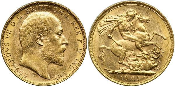 1 Sovereign 澳大利亚 金 爱德华七世 (1841-1910)