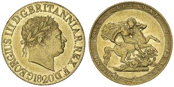 1 Sovereign 英国 / 大不列颠及爱尔兰联合王国 (1801 - 1922) 金 喬治三世 (1738-1820)
