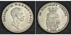 1 Speciedaler Dinamarca Plata Federico VI de Dinamarca (1768 -1839)