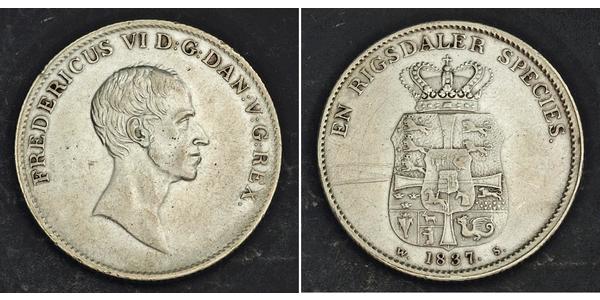 1 Speciedaler Дания Серебро Фредерик VI, король Дании (1768 -1839)