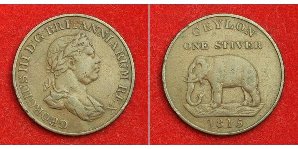 1 Stiver Sri Lanka / Reino Unido de Gran Bretaña e Irlanda (1801-1922) Cobre Jorge III (1738-1820)
