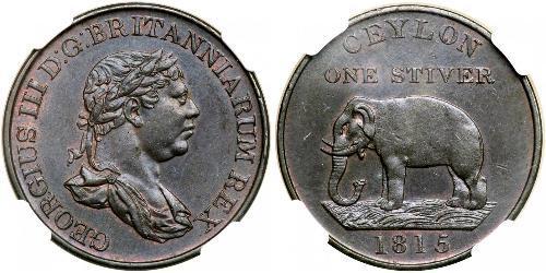 1 Stiver Sri Lanka / Vereinigtes Königreich von Großbritannien und Irland (1801-1922) Kupfer Georg III (1738-1820)