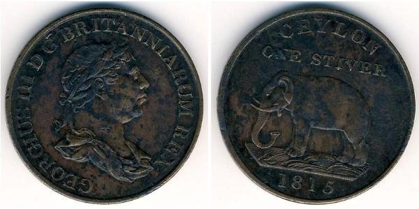 1 Stiver Sri Lanka / Vereinigtes Königreich von Großbritannien und Irland (1801-1922) Kupfer Georg III (1738-1820)