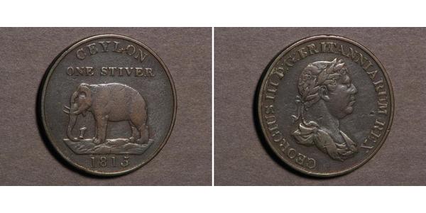 1 Stiver Sri Lanka / Vereinigtes Königreich von Großbritannien und Irland (1801-1922) Kupfer Georg III (1738-1820)
