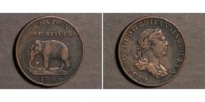1 Stiver Sri Lanka/Ceylon / 大不列颠及爱尔兰联合王国 (1801 - 1922) 銅 喬治三世 (1738-1820)