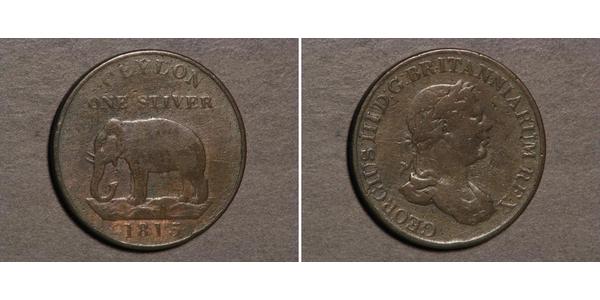 1 Stiver Sri Lanka/Ceylon / 大不列颠及爱尔兰联合王国 (1801 - 1922) 銅 喬治三世 (1738-1820)