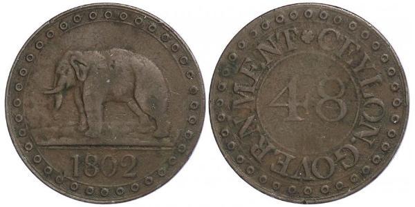 1 Stiver Sri Lanka/Ceylon / 大不列顛王國 (1707 - 1800) / 大不列颠及爱尔兰联合王国 (1801 - 1922) 銅 