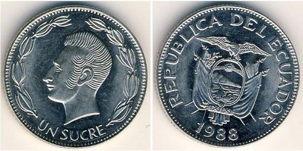 1 Sucre Ecuador Níquel/Acero 