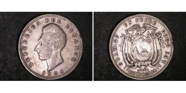 1 Sucre Ecuador Silber Antonio José de Sucre (1795 - 1830)