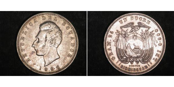 1 Sucre Ecuador Silver Antonio José de Sucre (1795 - 1830)