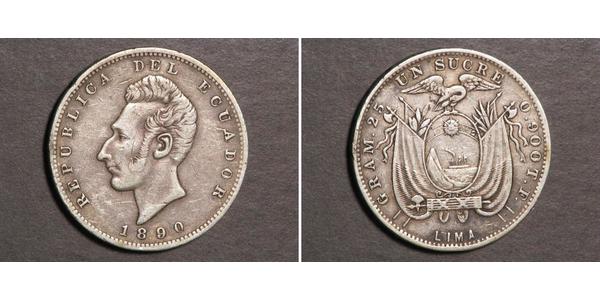 1 Sucre Ecuador Silver Antonio José de Sucre (1795 - 1830)