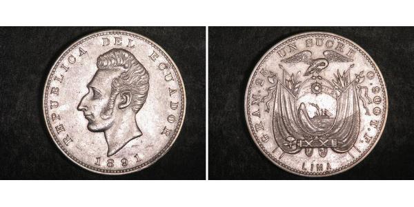 1 Sucre Ecuador 銀 安东尼奥·何塞·苏克雷