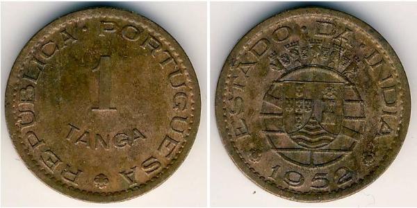 1 Tanga Португальская Индия (1510-1961) Бронза 