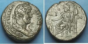 1 Tetradrachm Roman province of Aegyptus (30BC – 641) Billon Hadrian  (76 - 138) 