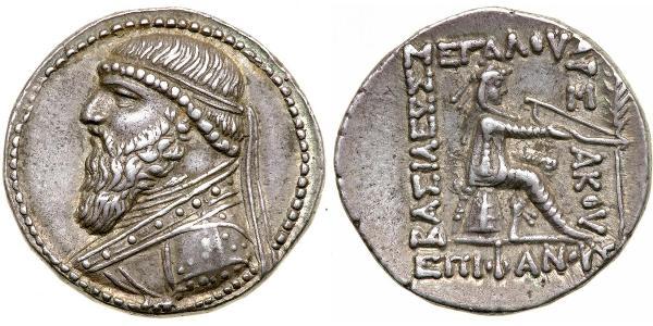 1 Tetradrachm Partherreich (247 BC – 224 AD) Silber Mithridates II. (Parthien) (121-91 BC)