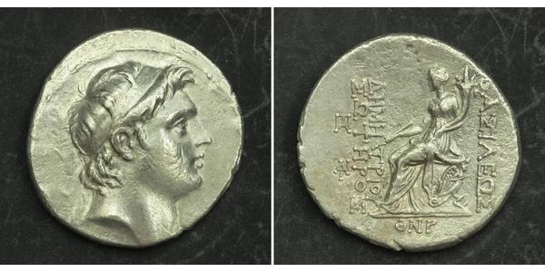 1 Tetradrachm Seleucid Empire (312BC-63 BC) Silver Demetrius I Soter (185BC - 150BC)