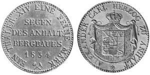 1 Thaler Anhalt-Bernbourg (1603 - 1863) Argent Alexis-Frédéric-Christian d
