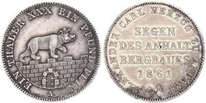 1 Thaler Anhalt-Bernbourg (1603 - 1863) Argent Alexandre-Charles d