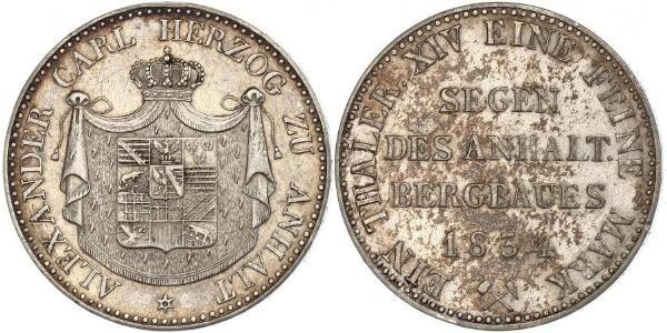 1 Thaler Anhalt-Bernbourg (1603 - 1863) Argent Alexis-Frédéric-Christian d