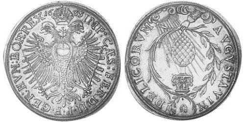 1 Thaler Augsbourg (1276 - 1803) Argent Ferdinand II du Saint-Empire(1578 -1637)