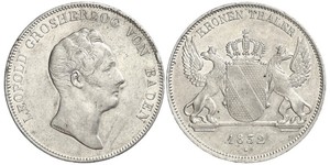 1 Thaler Grand-duché de Bade (1806-1918) Argent Léopold Ier de Bade(1790 – 1852)