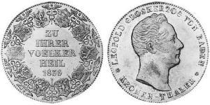 1 Thaler Grand-duché de Bade (1806-1918) Argent Léopold Ier de Bade(1790 – 1852)