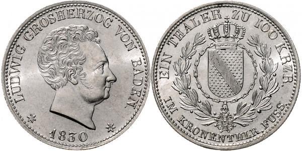 1 Thaler Grand-duché de Bade (1806-1918) Argent Louis Ier de Bade(1763 - 1830)