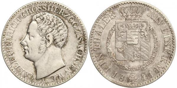 1 Thaler Grand-duché de Saxe-Weimar-Eisenach (1809 - 1918) Argent Charles-Frédéric de Saxe-Weimar-Eisenach