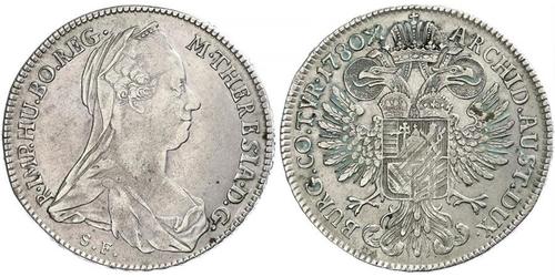 1 Thaler Habsburg Empire (1526-1804) / Ååstenrik Argent Maria Theresa of Austria (1717 - 1780)