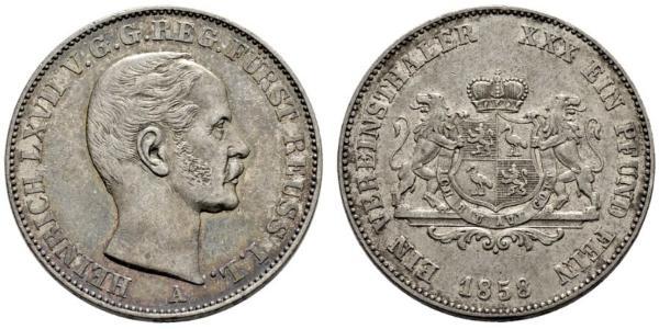 1 Thaler Principauté Reuss branche aînée (1778 - 1918) Argent Heinrich LXVII, Prince Reuss Younger Line