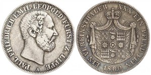 1 Thaler Principauté de Lippe (1123 - 1918) Argent Léopold III de Lippe