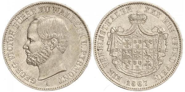 1 Thaler Principauté de Waldeck-Pyrmont (1180 - 1918) Argent Georges-Victor de Waldeck-Pyrmont (1831 - 1893)