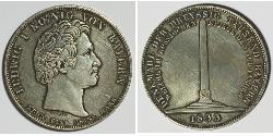 1 Thaler Royaume de Bavière (1806 - 1918) Argent Louis Ier de Bavière(1786 – 1868)