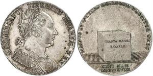 1 Thaler Royaume de Bavière (1806 - 1918) Argent Maximilien Ier de Bavière (roi) (1756 - 1825)