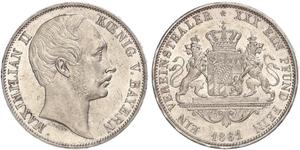 1 Thaler Royaume de Bavière (1806 - 1918) Argent Maximilien II de Bavière(1811 - 1864)