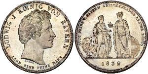 1 Thaler Royaume de Bavière (1806 - 1918) Argent Louis Ier de Bavière(1786 – 1868)