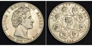 1 Thaler Royaume de Bavière (1806 - 1918) Argent Louis Ier de Bavière(1786 – 1868)