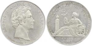 1 Thaler Royaume de Bavière (1806 - 1918) Argent Louis Ier de Bavière(1786 – 1868)