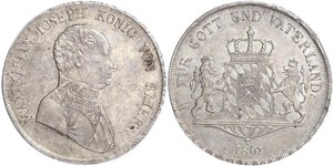 1 Thaler Royaume de Bavière (1806 - 1918) Argent Maximilien Ier de Bavière (roi) (1756 - 1825)