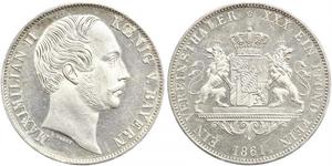 1 Thaler Royaume de Bavière (1806 - 1918) Argent Maximilien II de Bavière(1811 - 1864)