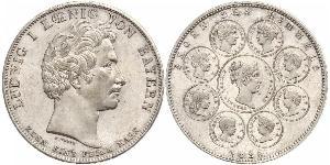 1 Thaler Royaume de Bavière (1806 - 1918) Argent Louis Ier de Bavière(1786 – 1868)