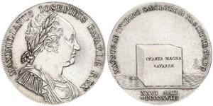 1 Thaler Royaume de Bavière (1806 - 1918) Argent Maximilien Ier de Bavière (roi) (1756 - 1825)