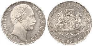 1 Thaler Royaume de Bavière (1806 - 1918) Argent Maximilien II de Bavière(1811 - 1864)
