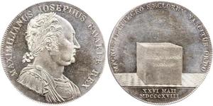 1 Thaler Royaume de Bavière (1806 - 1918) Argent Maximilien Ier de Bavière (roi) (1756 - 1825)